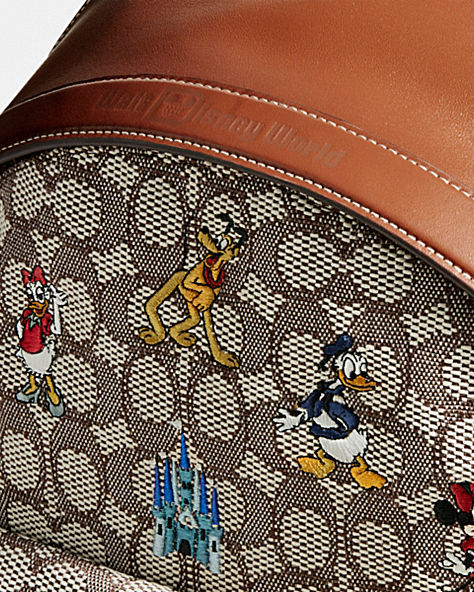 DISNEY X COACH CHARTER BACKPACK IN SIGNATURE TEXTILE JACQUARD WITH MICKEY MOUSE AND FRIENDS EMBROIDERY